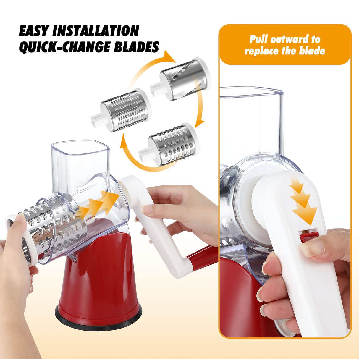 DS BD 3in1 Vegetable Slicer Rotary Food Potato Mandoline Cheese Grater DrumFruit