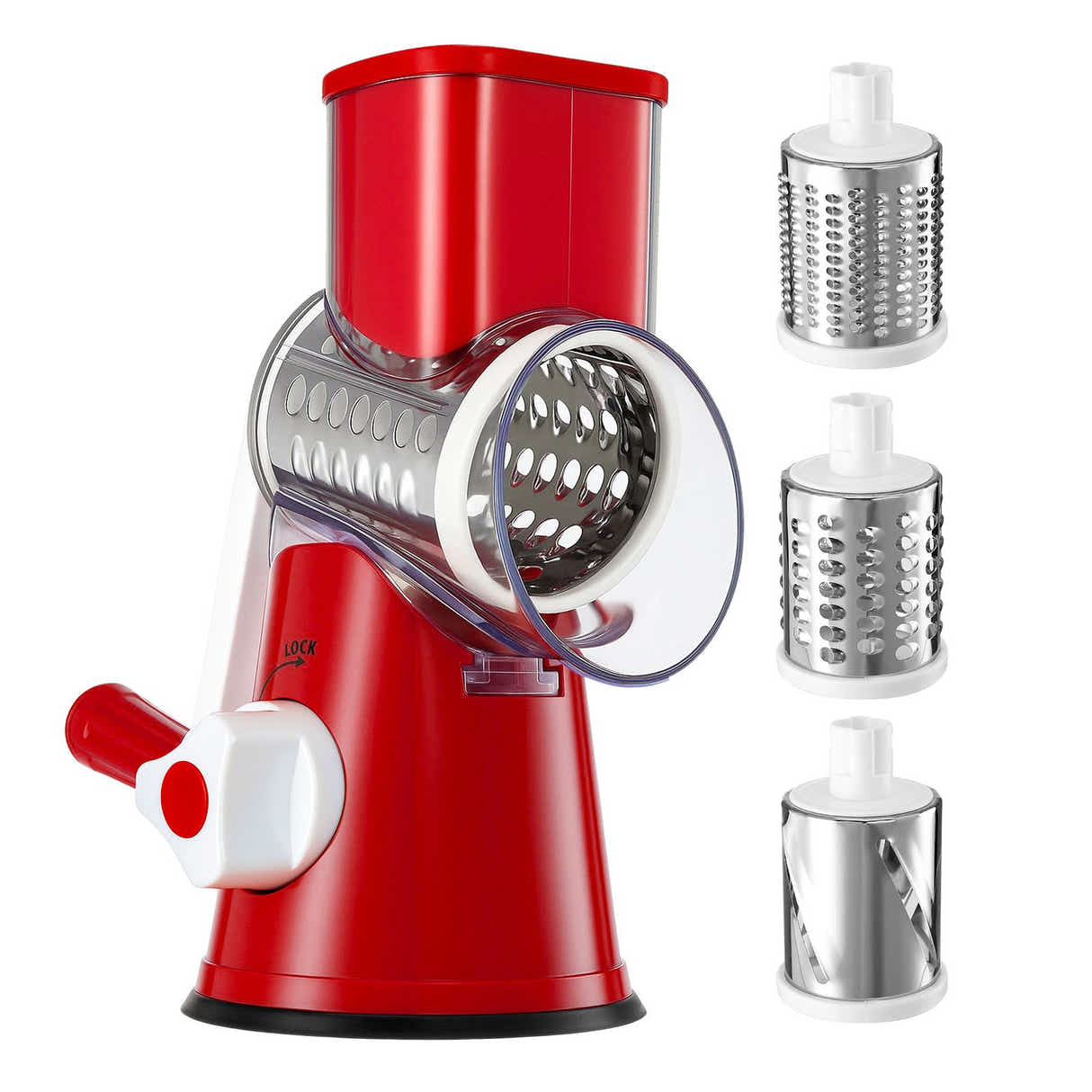 DS BD 3in1 Vegetable Slicer Rotary Food Potato Mandoline Cheese Grater DrumFruit