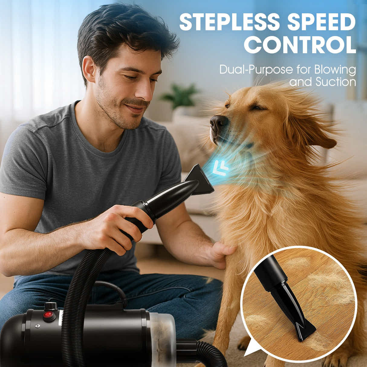 DS BD Dog Hair Dryer Vacuum Pet Cat Grooming Kit 4 Nozzles Hairdryer Blower Blow