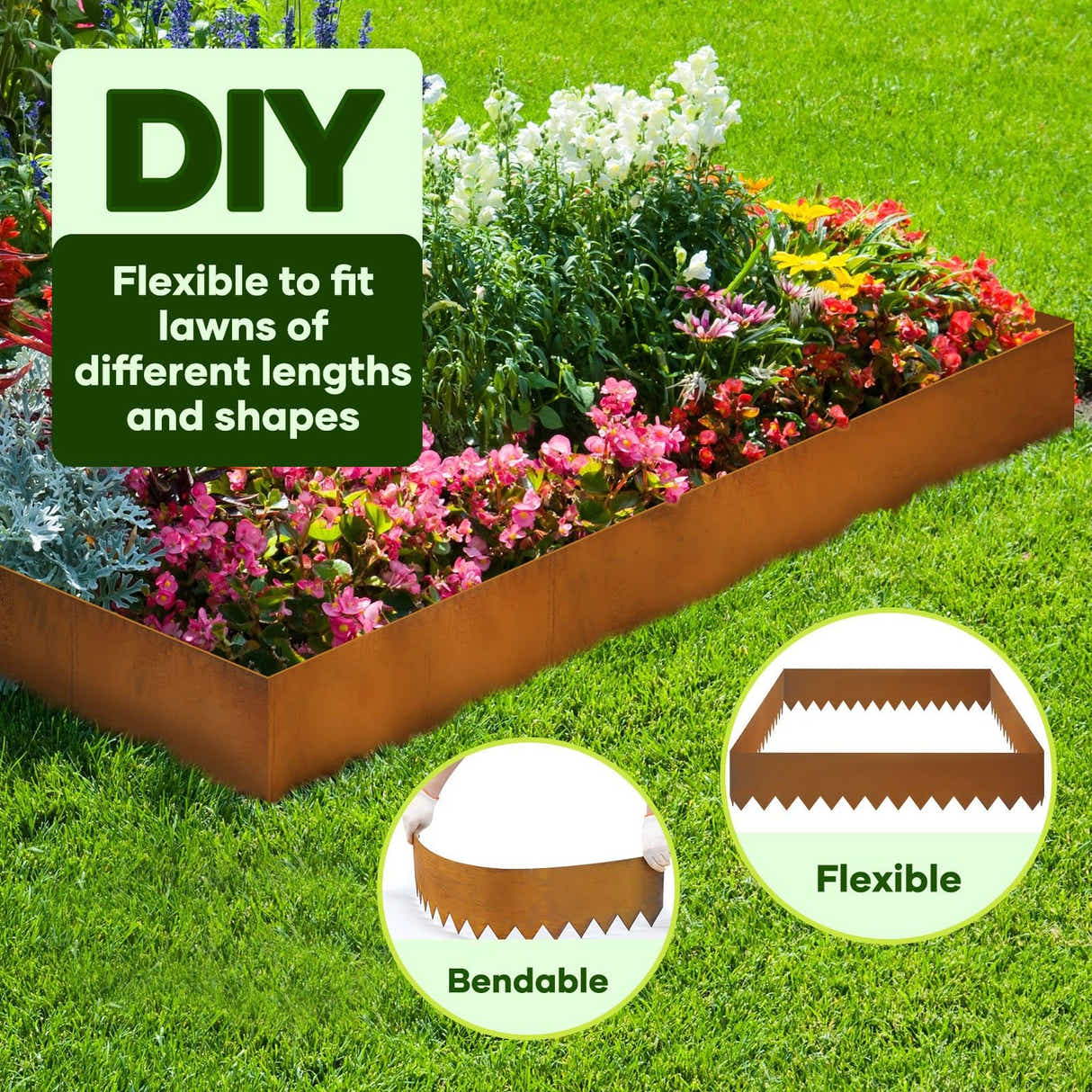 DS BD 6pcs Garden Edging Set Lawn Landscape Border Plant Grass Flower Bed Raised