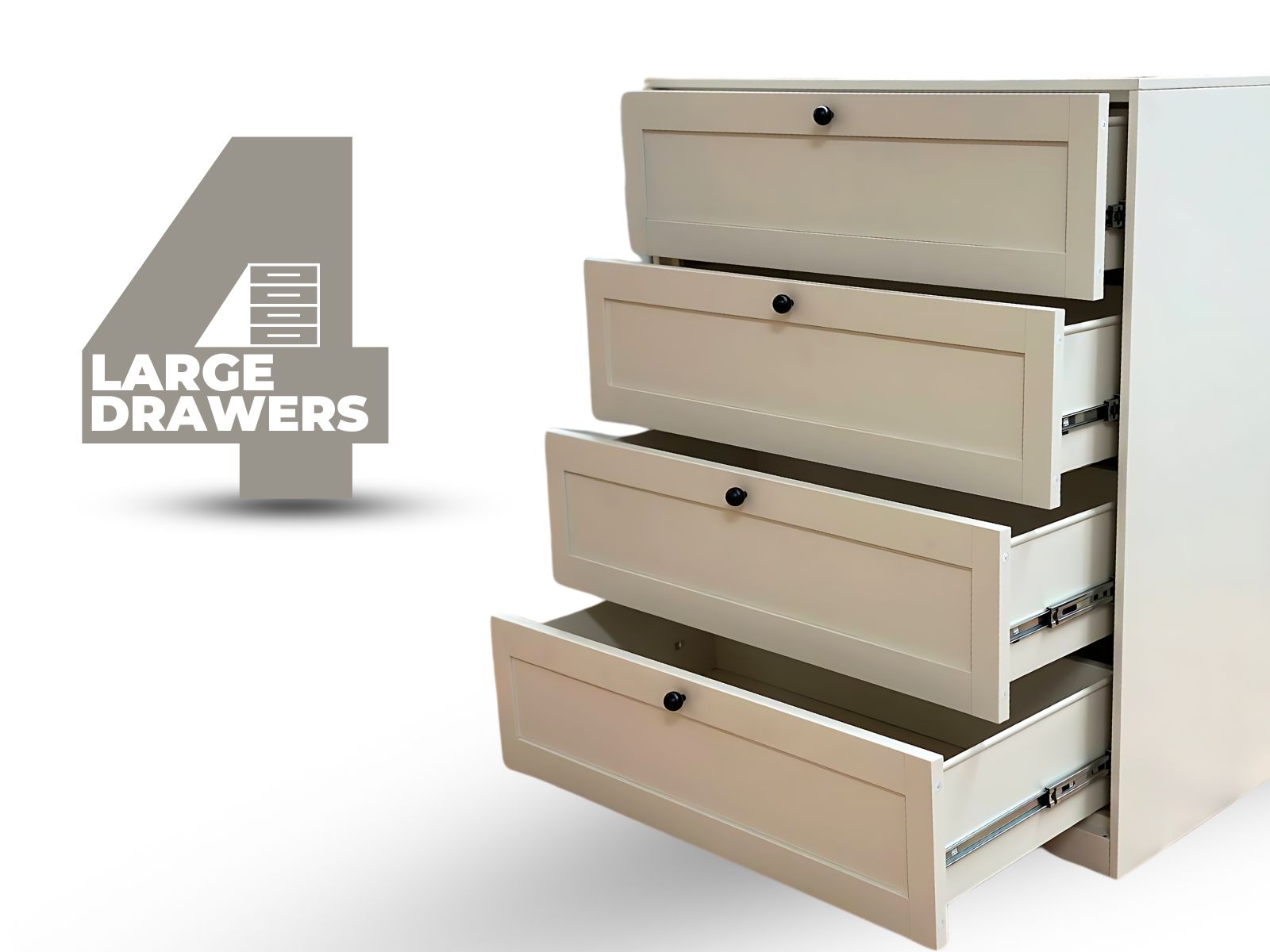 Lonna Steel 4-Drawer Tallboy - Butter Cream