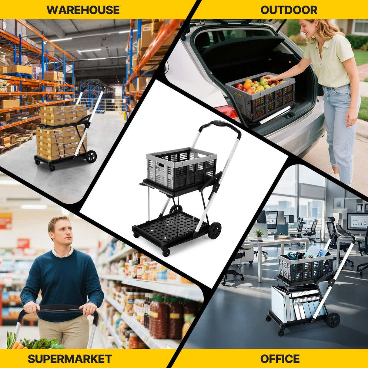DS BD Folding Trolley Cart Push Dolly Collapsible Hand Truck Utility Shopping