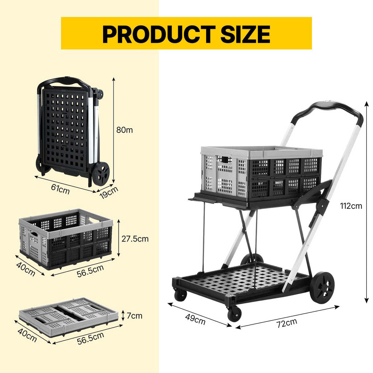 DS BD Folding Trolley Cart Push Dolly Collapsible Hand Truck Utility Shopping