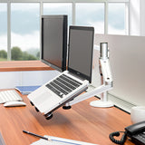 DS BS 2-in-1 Adjustable Dual Arm Desk Mounts Stand Holder Monitor and Laptop