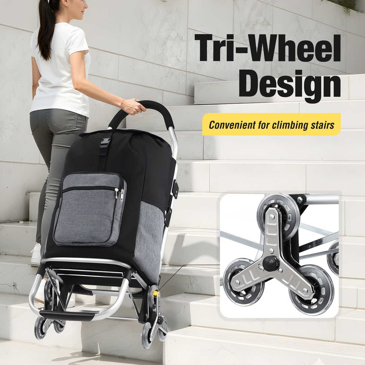 DS BD Shopping Cart Folding Trolley Dolly Grocery Bag Stair Climbing Wheels