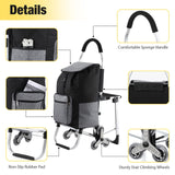 DS BD Shopping Cart Folding Trolley Dolly Grocery Bag Stair Climbing Wheels