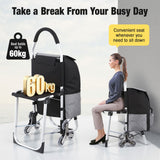 DS BD Shopping Cart Folding Trolley Dolly Grocery Bag Stair Climbing Wheels