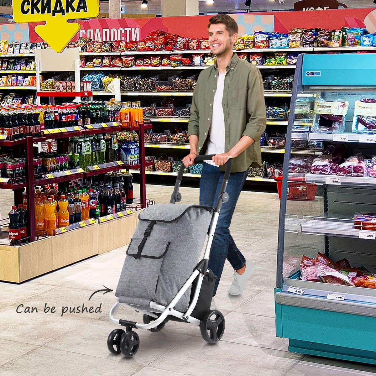 DS BD Shopping Cart Trolley Dolly Insulation Bag Aluminium Waterproof Wheeled