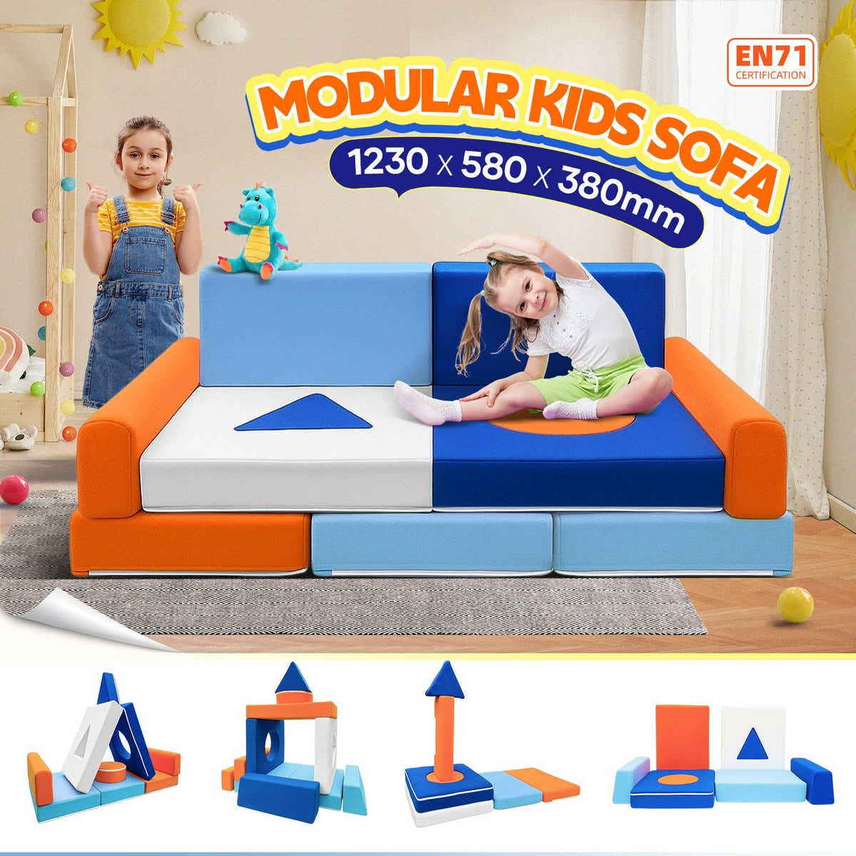 DS BD Kids Sofa Set Modular Play Lounge Chair Ball Pit Playset Playroom 11Pcs