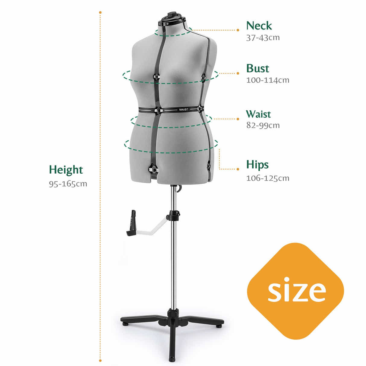 DS BD Female Mannequin Dressmaker Sewing Dummy Model Manikin Dress Form Pinnable