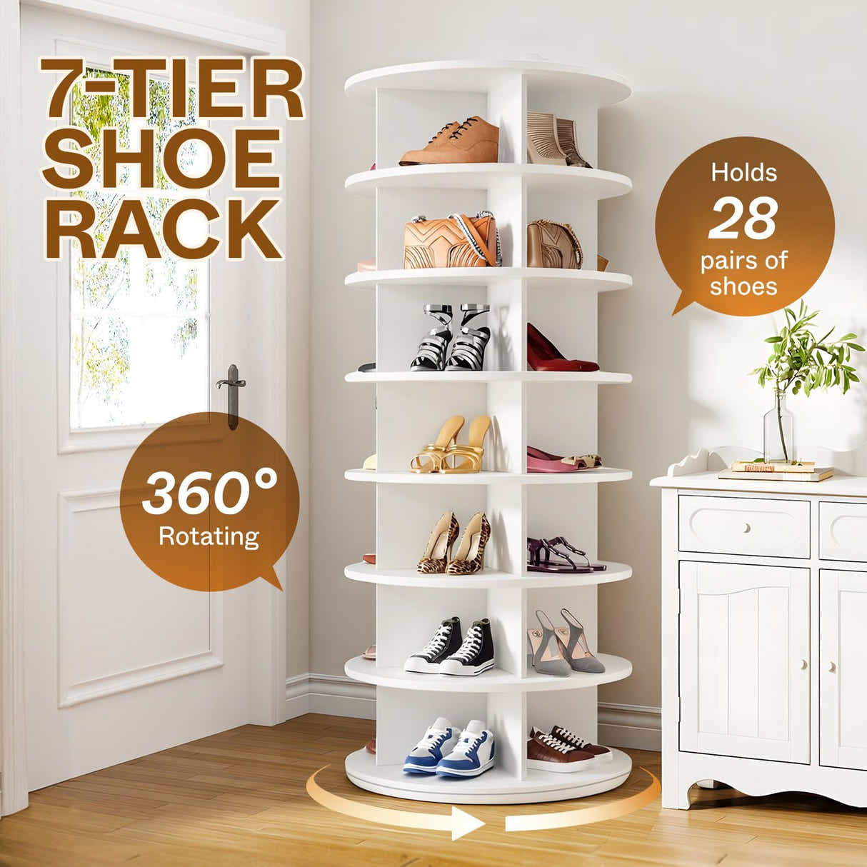 DS BD 28 Pairs Shoe Rack Storage Shelves Organiser Book Handbag Tower 360