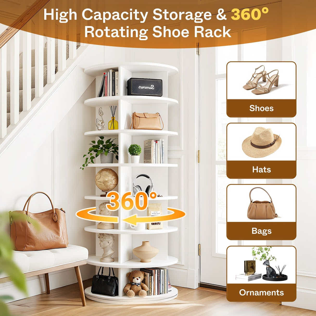 DS BD 28 Pairs Shoe Rack Storage Shelves Organiser Book Handbag Tower 360