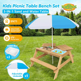 DS BD Kids Sand Water Table Chairs Set 3 in 1 Picnic Camp Activity Sandpit Desk