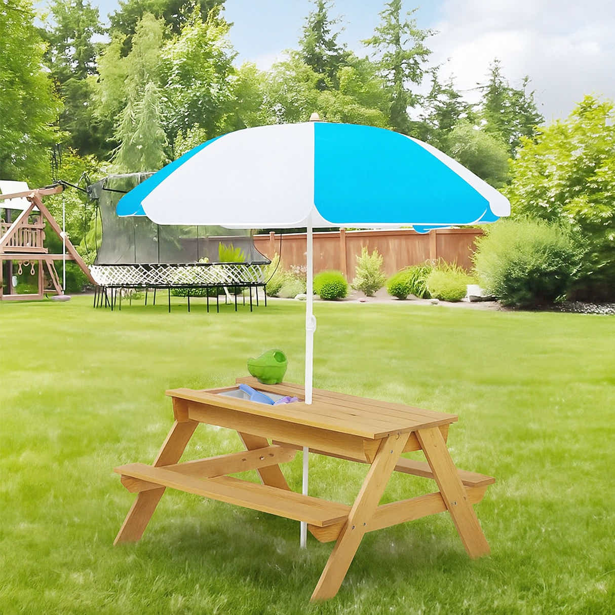 DS BD Kids Sand Water Table Chairs Set 3 in 1 Picnic Camp Activity Sandpit Desk
