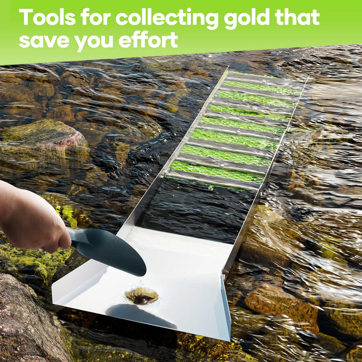 DS BD Gold Panning Kit 126.5cm Folding Sluice Box Mining Prospecting Equipment