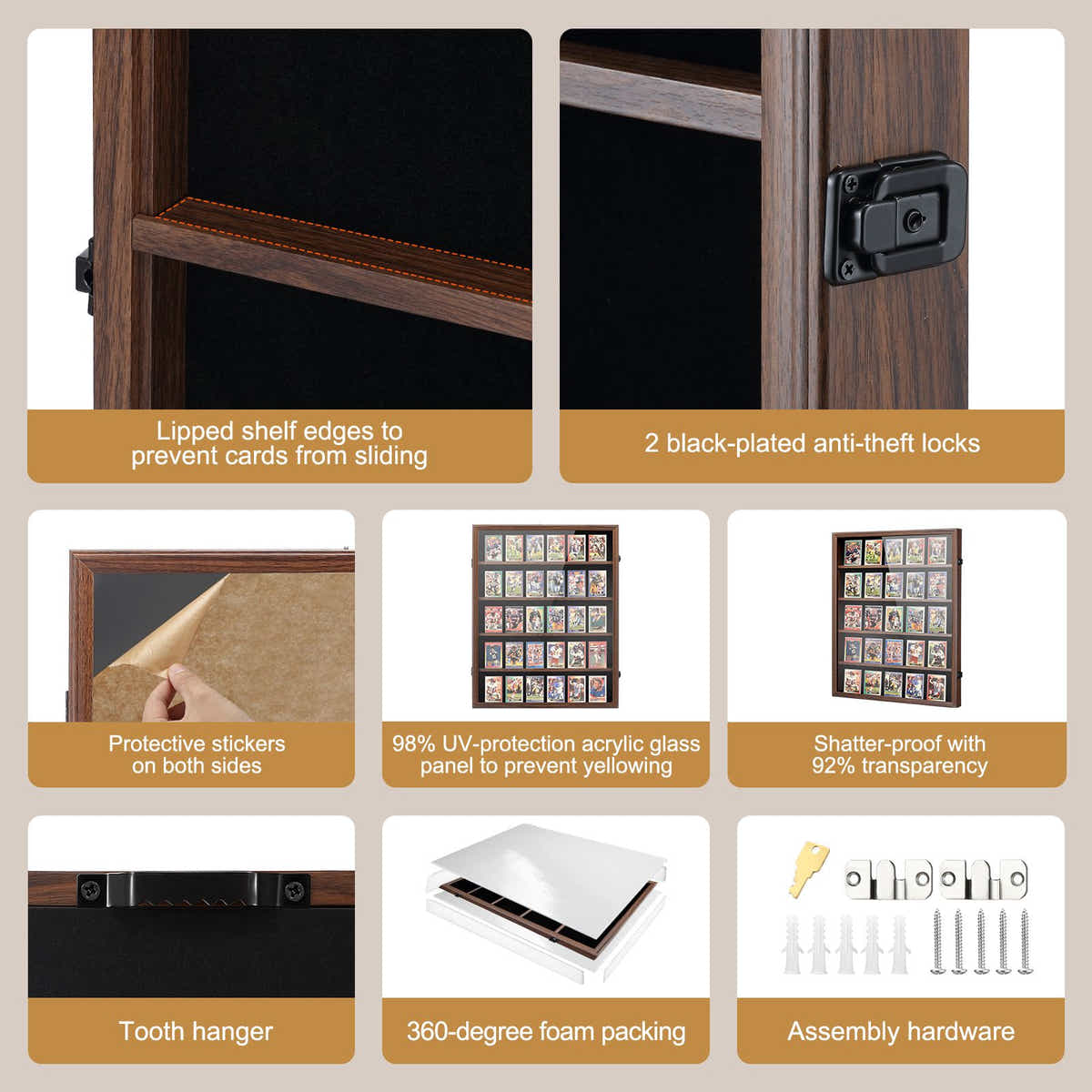 DS BD Sports Card Display Holder Graded Case Wall Mounted Cabinet NBA Basketball