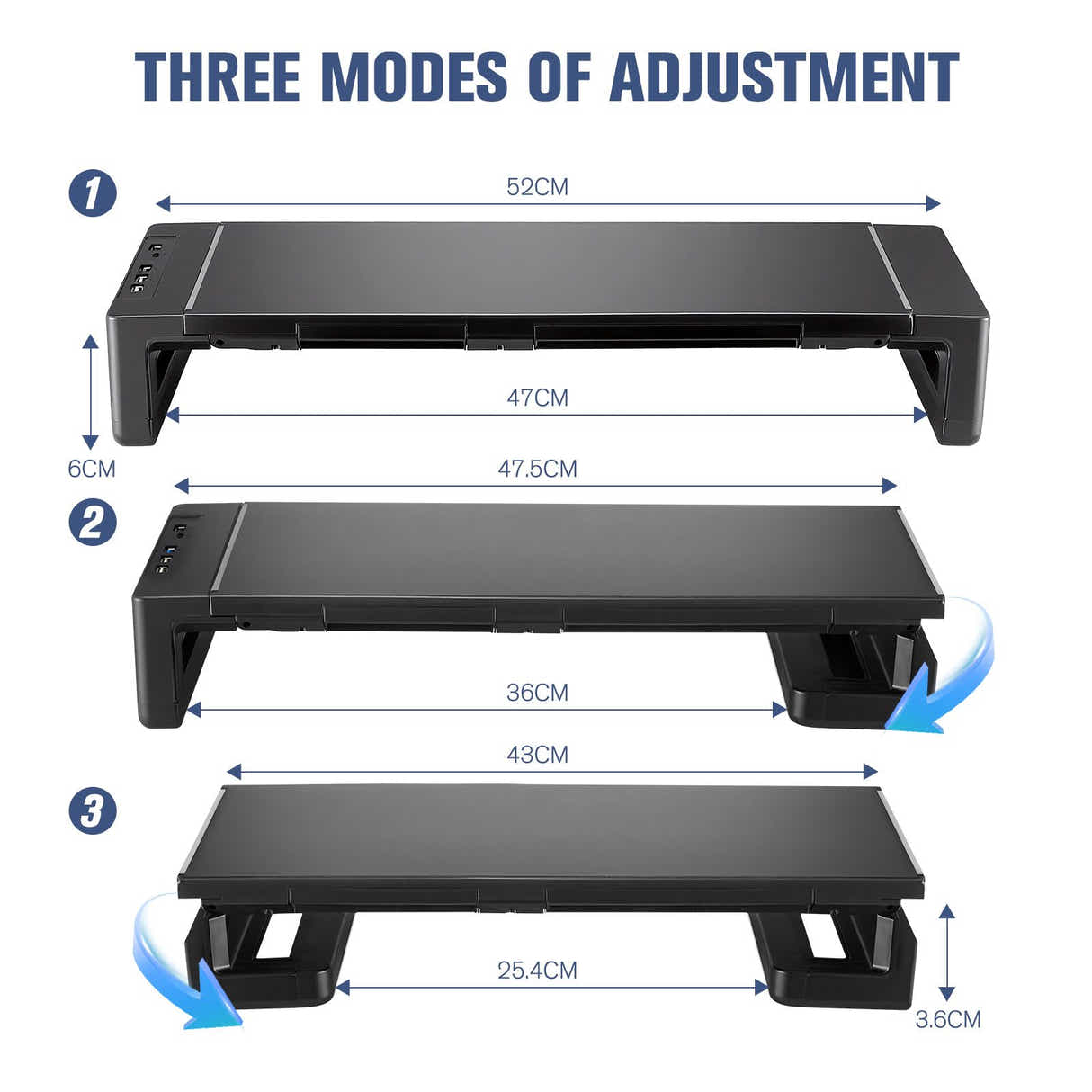 DS BD PC Monitor Laptop Stand Adjustable Folding USB 3.0 2.0 Charging Station