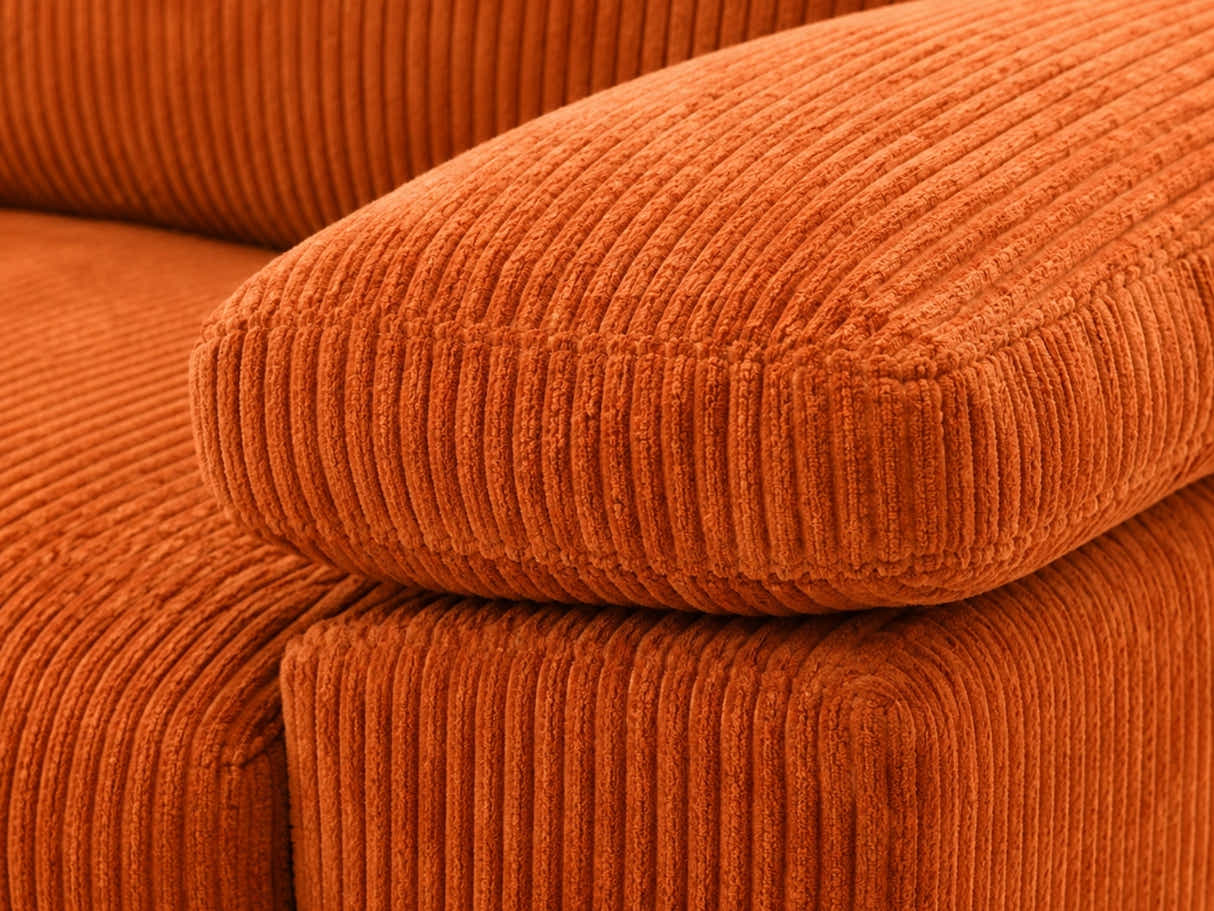 Kaveah Corduroy Sofa With Left Chaise - Orange