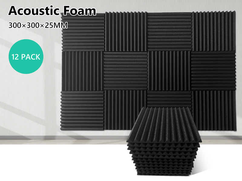 Acoustic Foam Wedge 12teeth Black 30X30 12Pcs