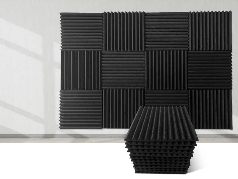Acoustic Foam Wedge 12teeth Black 30X30 12Pcs