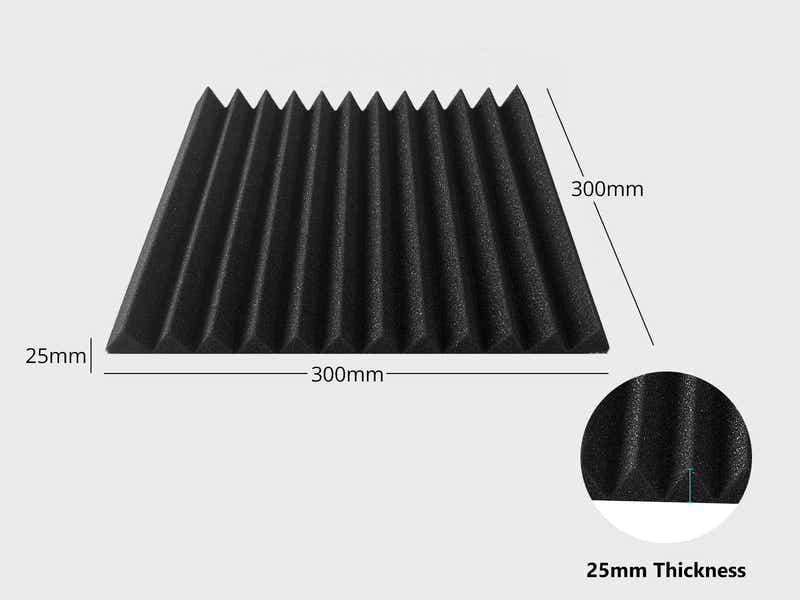Acoustic Foam Wedge 12teeth Black 30X30 12Pcs