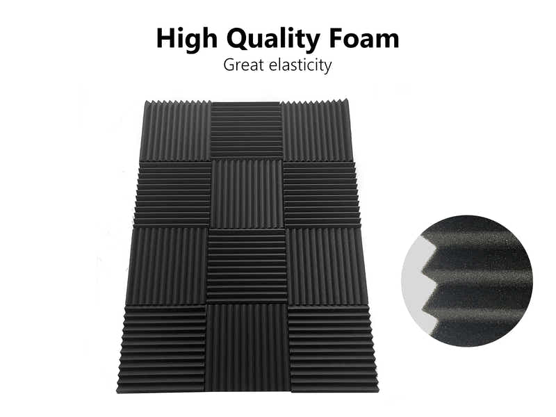 Acoustic Foam Wedge 12teeth Black 30X30 12Pcs