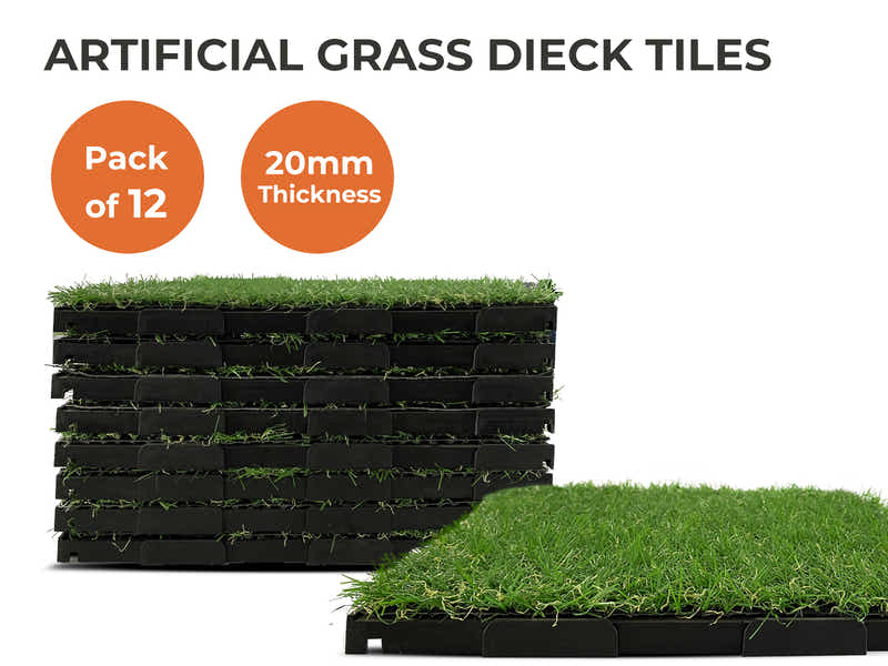 Multi-Colors 20 mm Artificial Grass Tiles - 30x30 cm (Pack of 12)