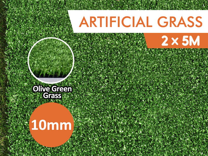Olive Green 10 mm Artificial Grass - 2x5 m Roll