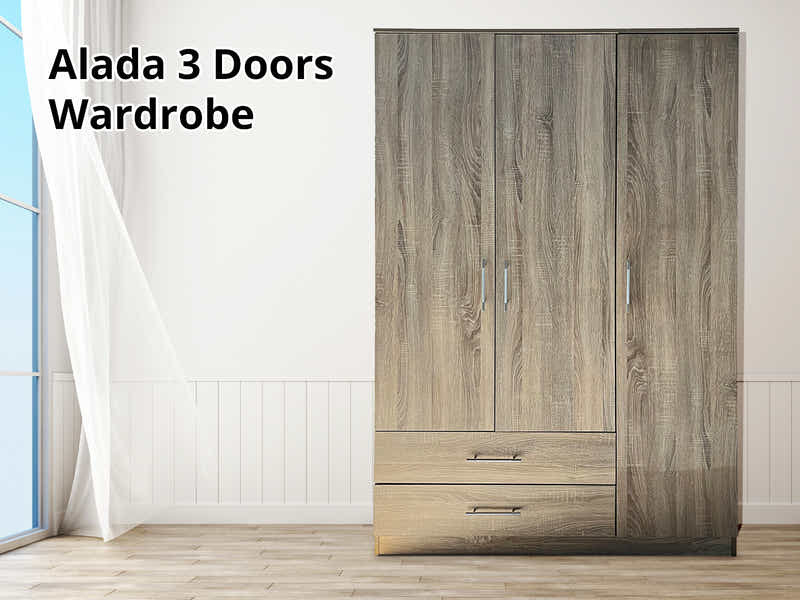 Alada 3 Doors Wardrobe With Drawers Upgraded