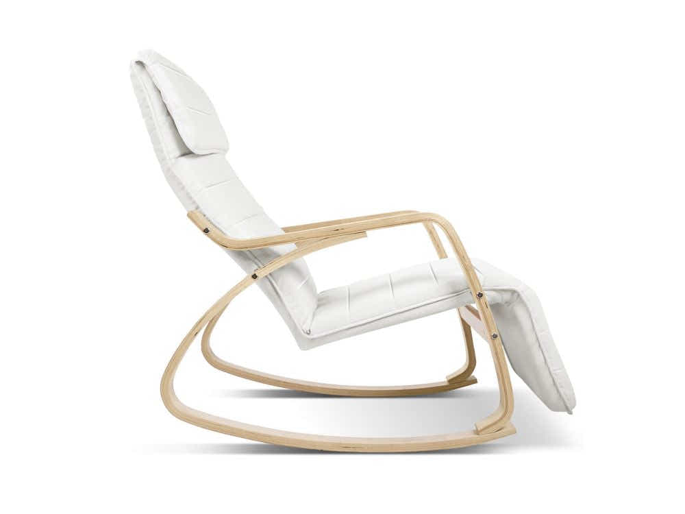 Bentwood Rocking Armchair with Footrest - Beige