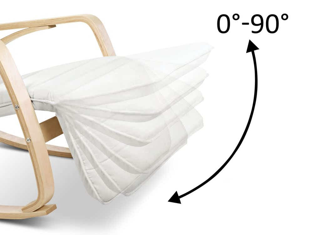Bentwood Rocking Armchair with Footrest - Beige