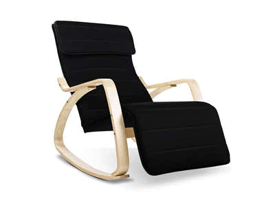 Bentwood Rocking Armchair with Footrest - Black