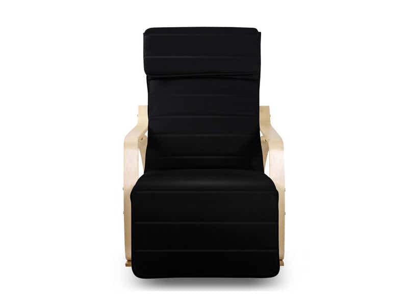Bentwood Rocking Armchair with Footrest - Black