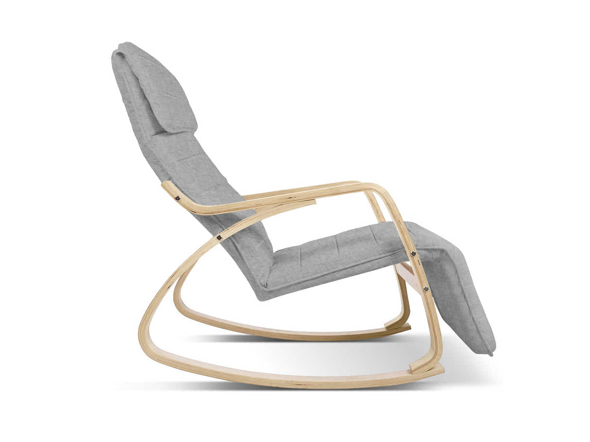 Bentwood Rocking Armchair with Footrest - Grey