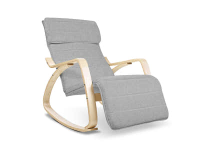 Bentwood Rocking Armchair with Footrest - Grey