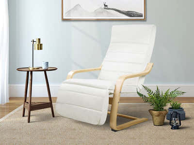 Bentwood Armchair with Footrest - Beige