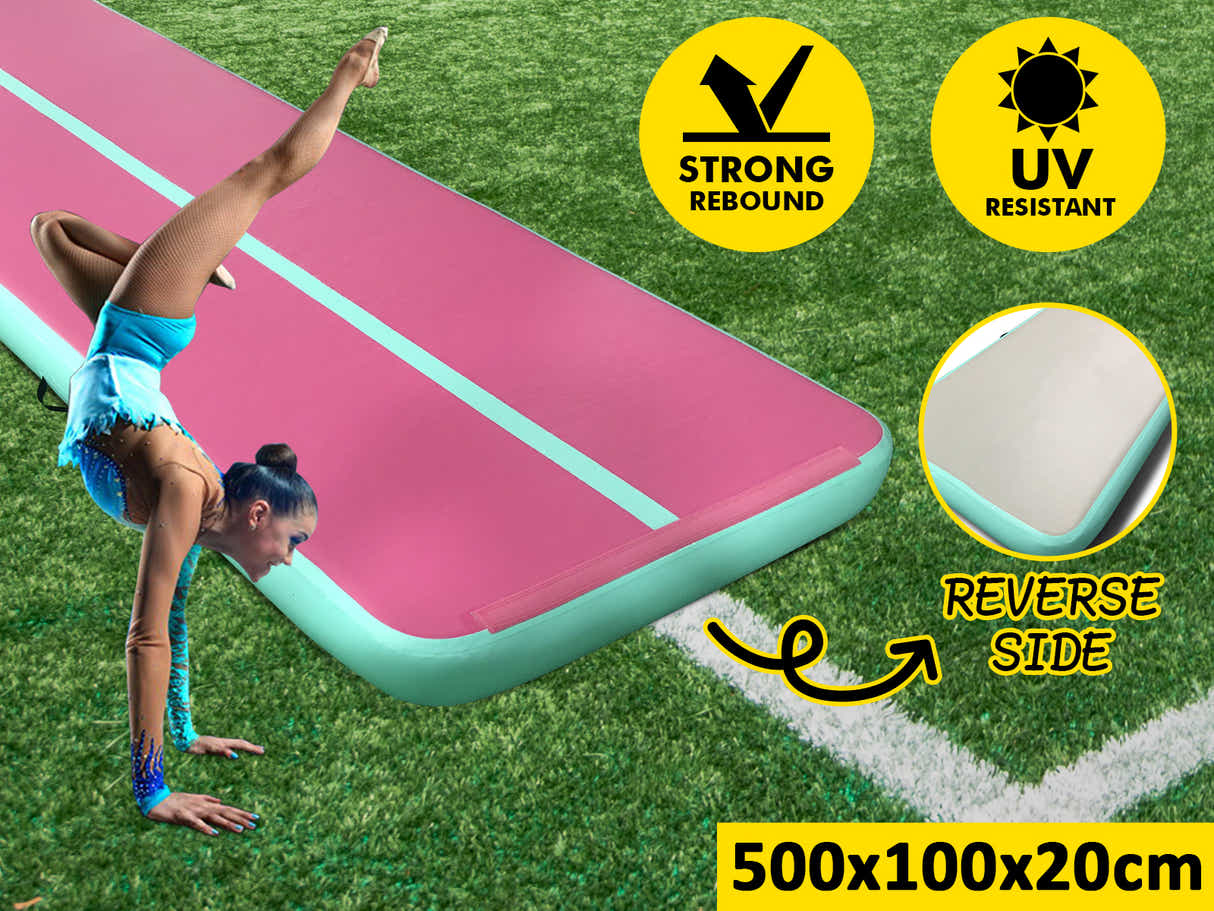 Air Track Pink & Green – 500cm x 100cm x 20cm