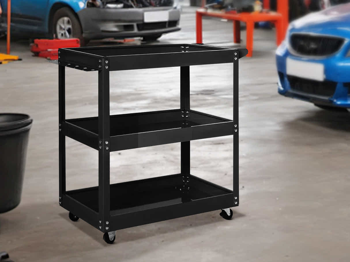 3-Tier Workshop Trolley - Black
