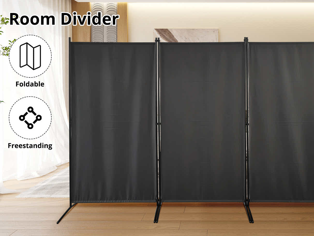 Fabric Room Divider 258x180cm Grey