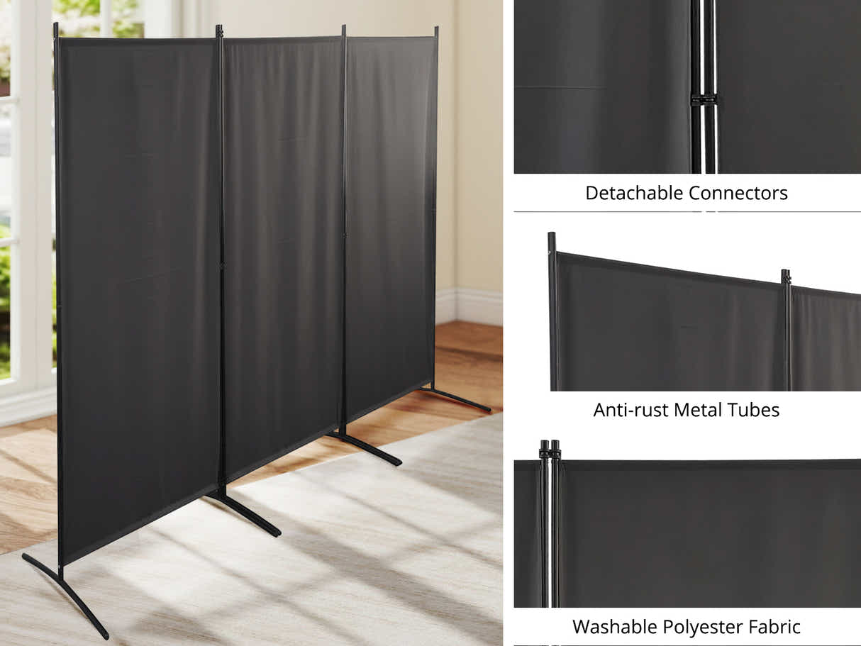 Fabric Room Divider 258x180cm Grey