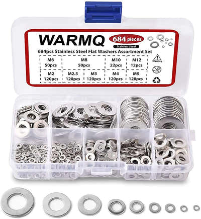 DS BS 684Pcs 304 Stainless Steel Flat Washers Assortment Washers Hardware Set