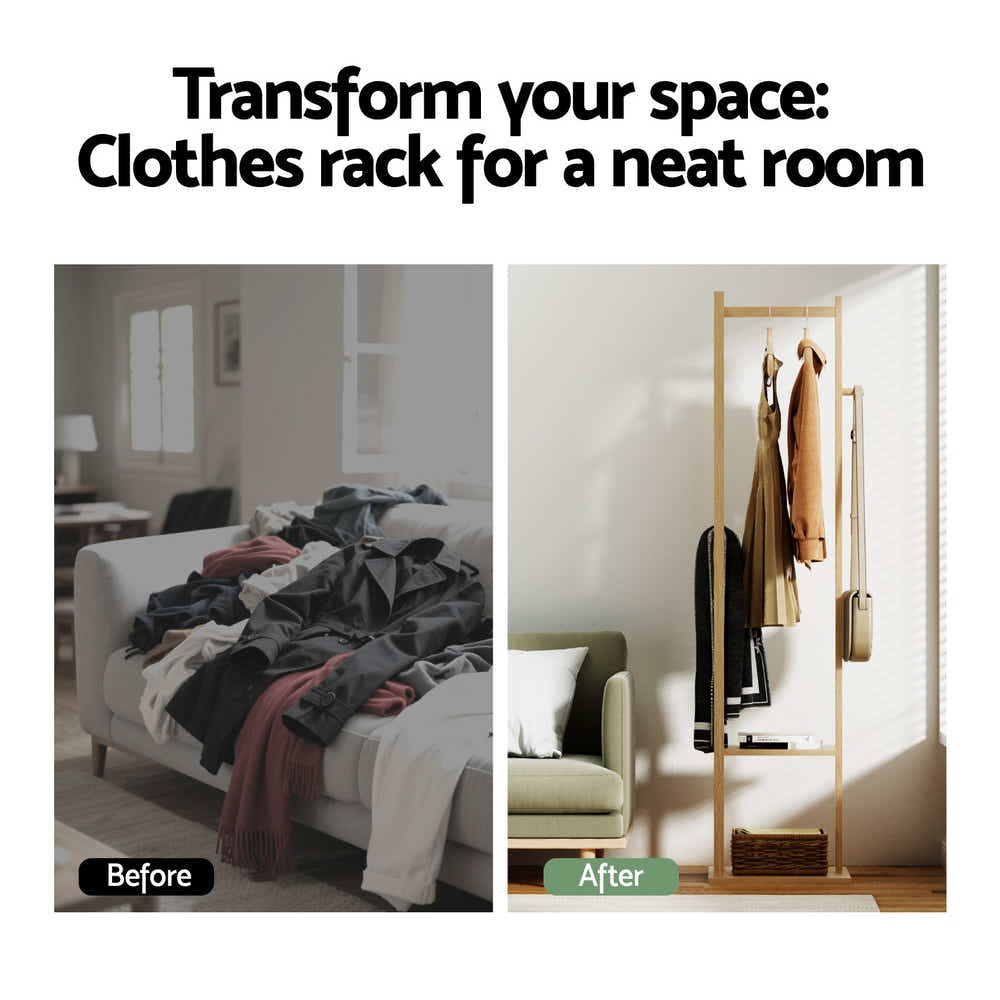 DS NA Artiss Clothes Rack Airer Coat Stand Bamboo