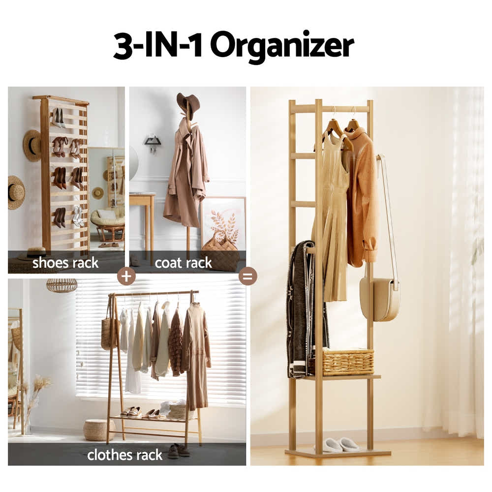 DS NA Artiss Clothes Rack Airer Coat Stand Bamboo