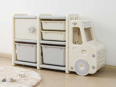 Car Shape Kids Toy Storage Shelf 2x2 - White