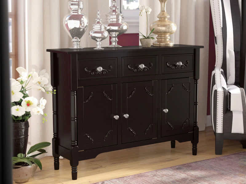 Wood Buffet Table with Drawers & Cabinets - 105 cm