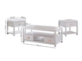 3 - Piece Solid Wood Top Living Room Table Set White