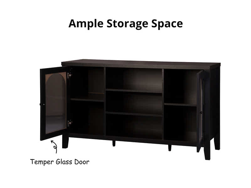 Cambre Black Sideboard with Glass Door - 120 cm