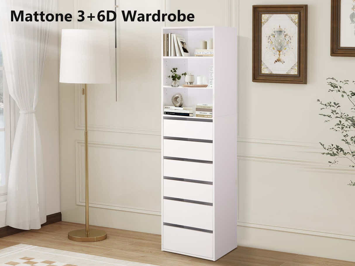Mattone 6-Drawer Wardrobe with 3 Shelves