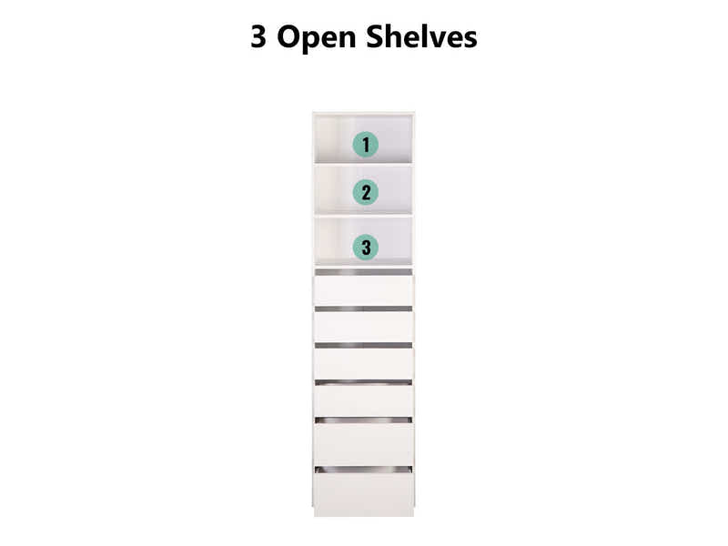 Mattone 6-Drawer Wardrobe with 3 Shelves
