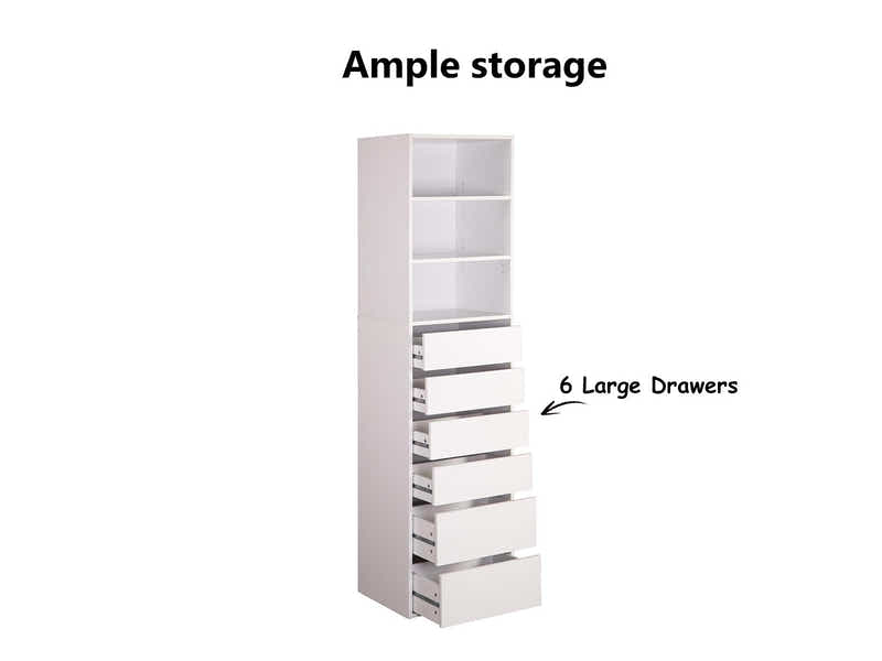 Mattone 6-Drawer Wardrobe with 3 Shelves